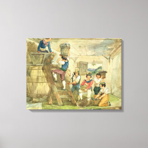 Toile Les ramasseurs de raisins transportant des raisins