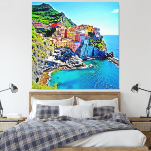 Toile Les rêves de la falaise : les couleurs de Manarola