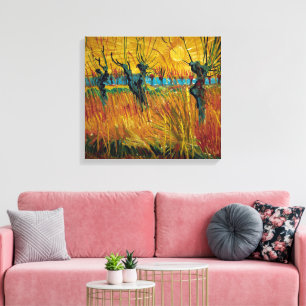 Toile Les saules au coucher du soleil   Van Gogh  