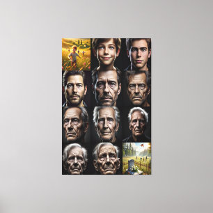 Toile Les visages du temps : un voyage à travers la vie