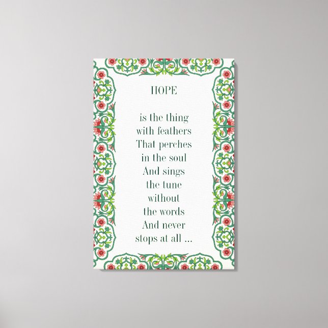 Toile L'ESPOIR est la chose avec les plumes qui perche (Recto)