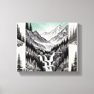 Toile L'essence de la nature : T-shirt paysage noir et b