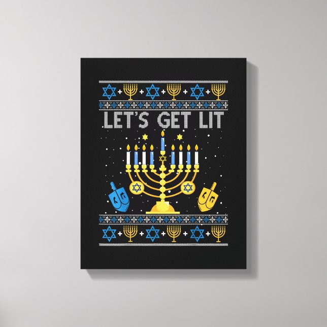 Toile Let's Get Lit Chanukah Hanukkah Funny Christmas Ug (Recto)
