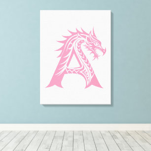 Toile Lettre A de style dragon, alphabet du dragon, mono