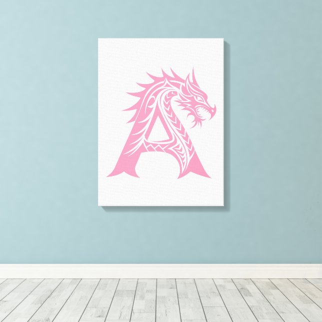Toile Lettre A de style dragon, alphabet du dragon, mono (Insitu (Plancher de Bois))