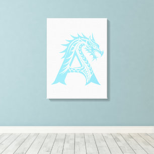 Toile Lettre A de style dragon, alphabet du dragon, mono