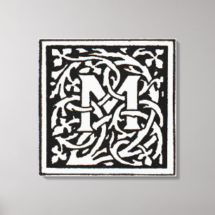 Toile Lettre Art Nouveau M Monogramme Vintage