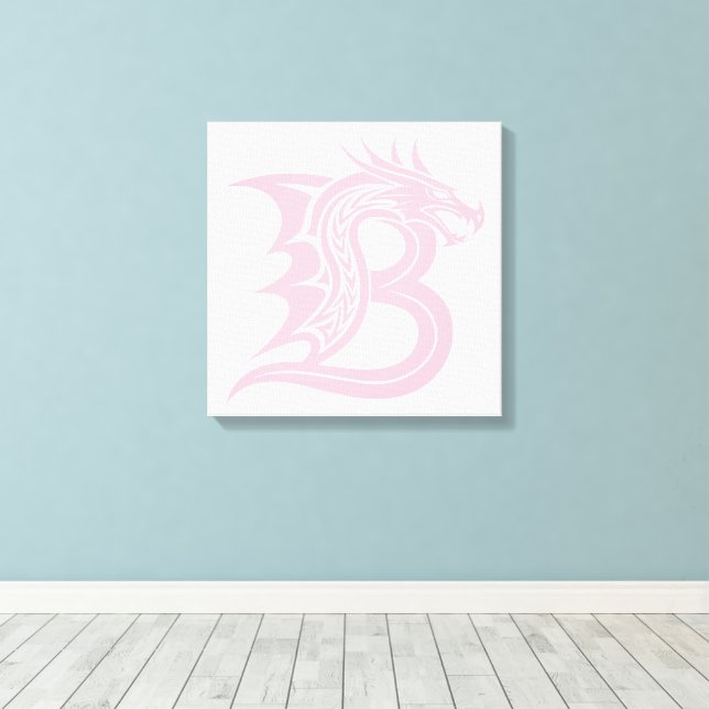 Toile Lettre B de style dragon, Alphabet Dragon, Monogra (Insitu (Plancher de Bois))