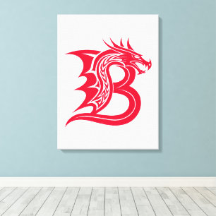 Toile Lettre B de style Dragon, Alphabet Dragon, Monogra
