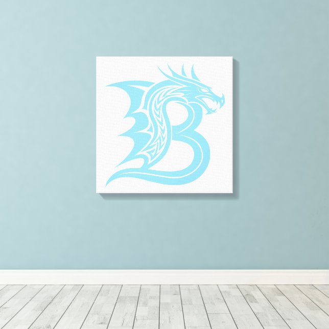 Toile Lettre B de style dragon, alphabet dragon, monogra (Insitu (Plancher de Bois))