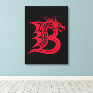 Toile Lettre B de style dragon, Alphabet Dragon, Monogra