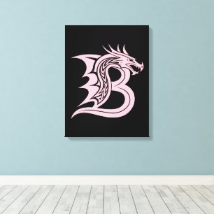 Toile Lettre B de style dragon, alphabet du dragon, mono