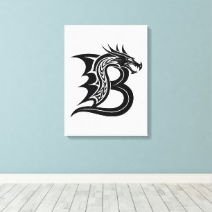 Toile Lettre B de style dragon, alphabet du dragon, mono
