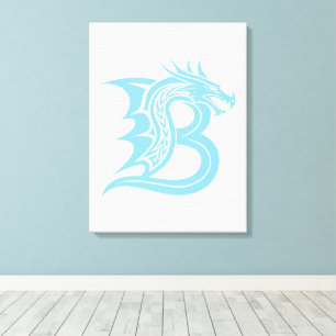 Toile Lettre B de style dragon, alphabet du dragon, mono
