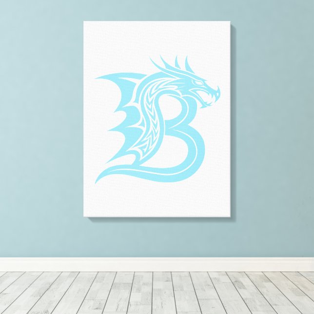 Toile Lettre B de style dragon, alphabet du dragon, mono (Insitu (Plancher de Bois))