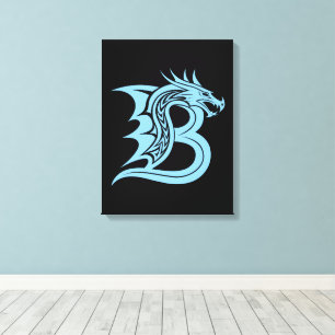 Toile Lettre B de style dragon, alphabet du dragon, mono