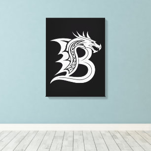 Toile Lettre B de style dragon, alphabet du dragon, mono