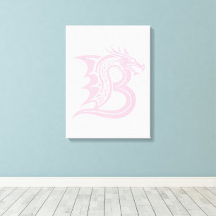 Toile Lettre B de style dragon, alphabet du dragon, mono