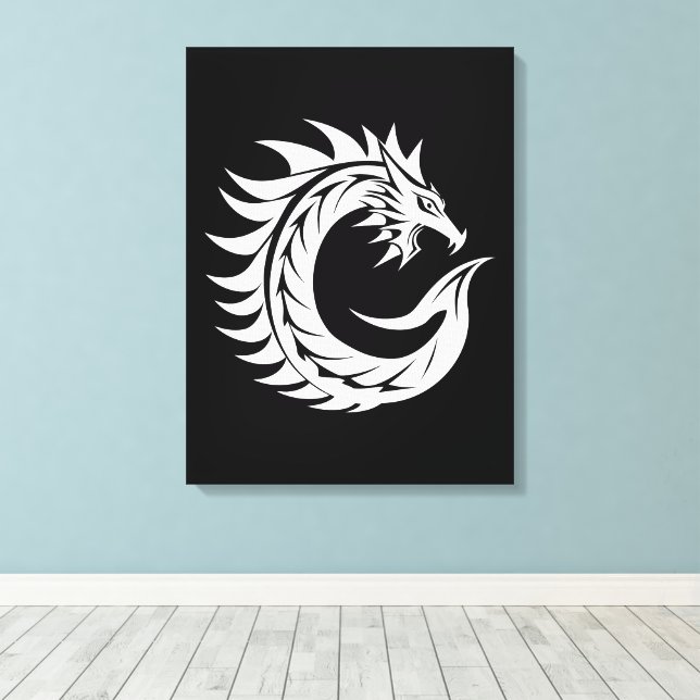 Toile Lettre C de style dragon, alphabet du dragon, mono (Insitu (Plancher de Bois))