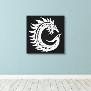 Toile Lettre C de style dragon, alphabet du dragon, mono