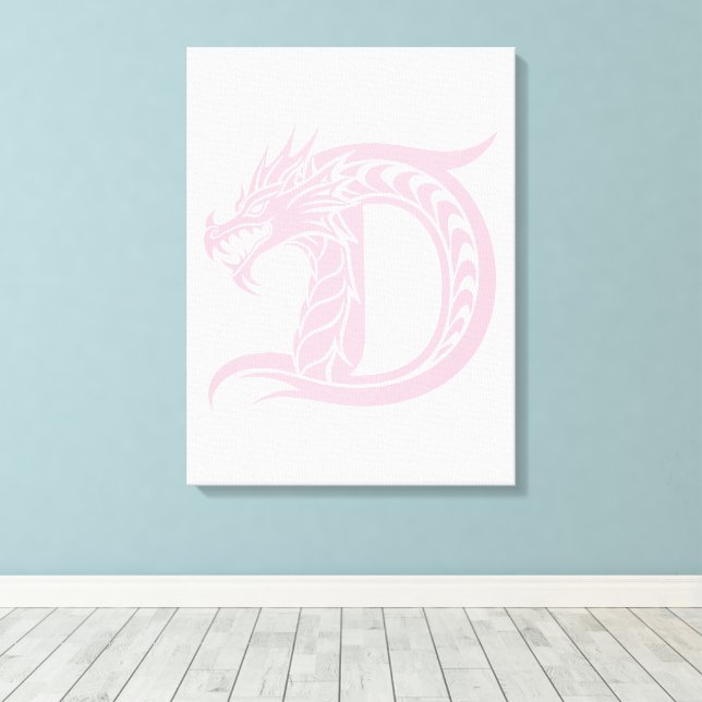 Toile Lettre D de style dragon, alphabet dragon, monogra (Insitu (Plancher de Bois))