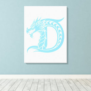 Toile Lettre D de style dragon, Alphabet Dragon, Monogra