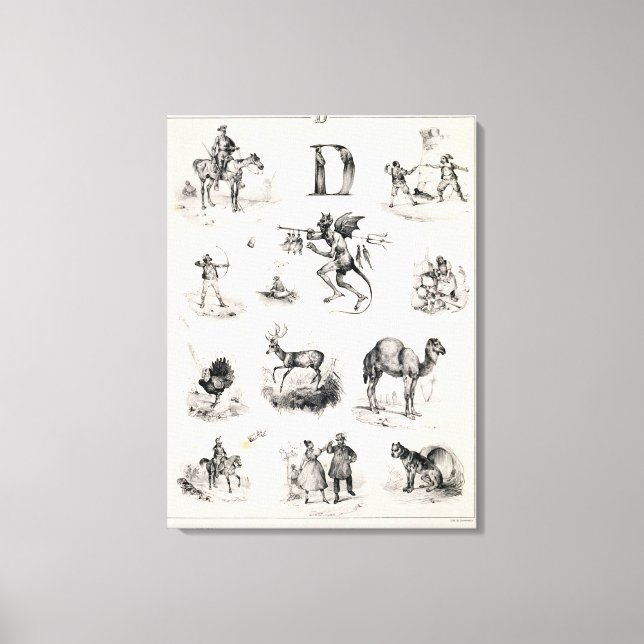 Toile Lettre D d'un alphabet, 1832 (Recto)