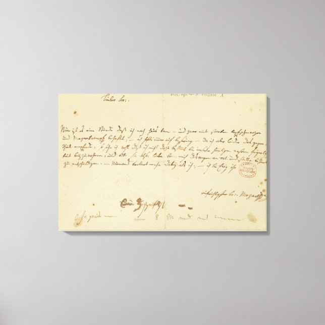 Toile Lettre de Mozart à un franc-maçon, janvier 1786 (Recto)