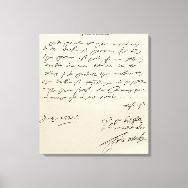 Toile Lettre de Sir Francis Drake (Recto)