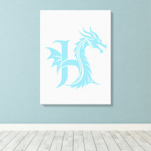 Toile Lettre de style dragon H, Alphabet du dragon, Mono