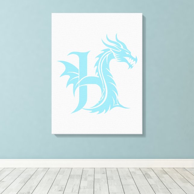 Toile Lettre de style dragon H, Alphabet du dragon, Mono (Insitu (Plancher de Bois))