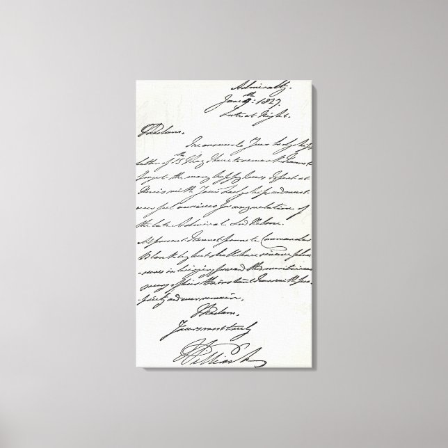 Toile Lettre de William IV à Lady Nelson (Recto)
