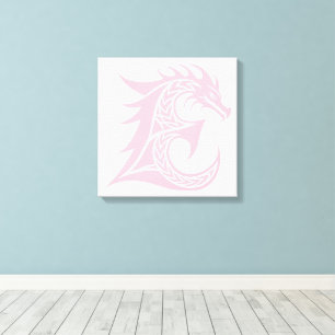 Toile Lettre E de style dragon, alphabet du dragon, mono