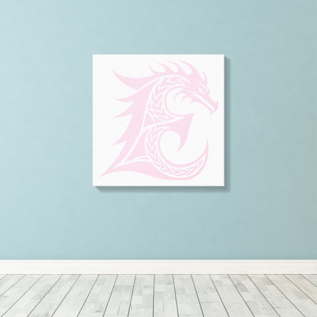 Toile Lettre E de style dragon, alphabet du dragon, mono (Insitu (Plancher de Bois))