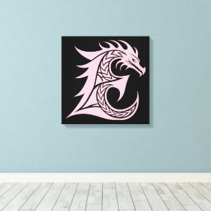 Toile Lettre E de style dragon, alphabet du dragon, mono