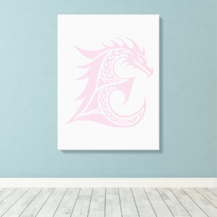 Toile Lettre E de style dragon, alphabet du dragon, mono