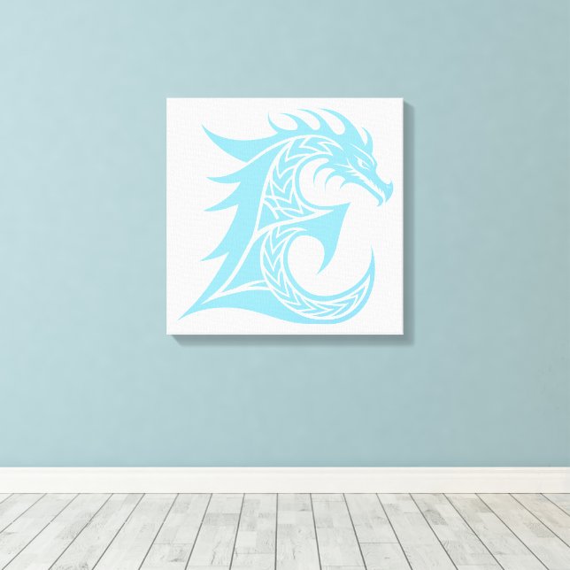 Toile Lettre E de style dragon, alphabet du dragon, mono (Insitu (Plancher de Bois))