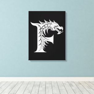 Toile Lettre F de style dragon, Alphabet Dragon, Monogra
