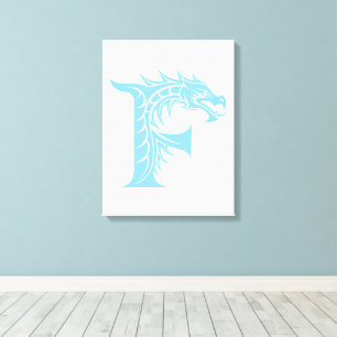 Toile Lettre F de style dragon, alphabet du dragon, mono