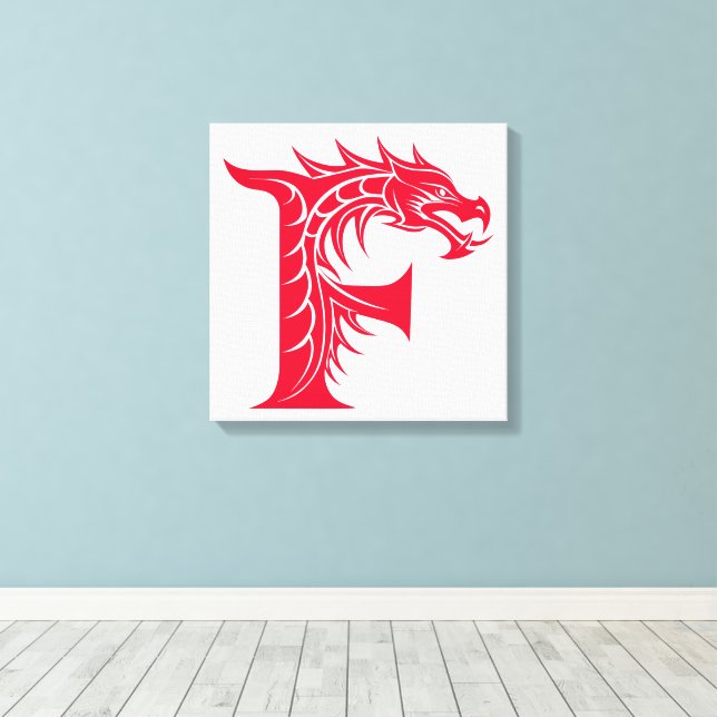 Toile Lettre F de style dragon, alphabet du dragon, mono (Insitu (Plancher de Bois))