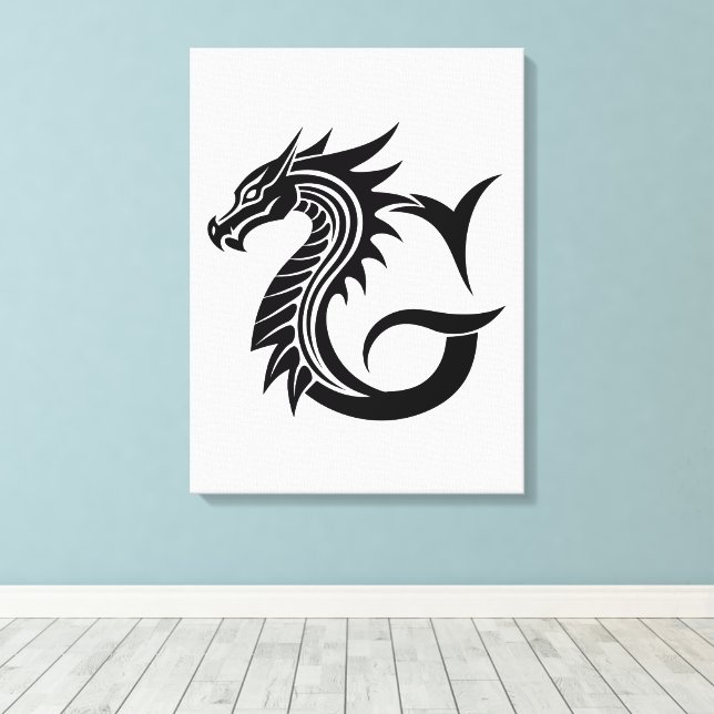 Toile Lettre G de style dragon, Alphabet du dragon, Mono (Insitu (Plancher de Bois))