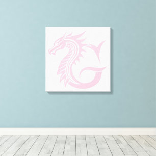 Toile Lettre G de style dragon, alphabet du dragon, mono