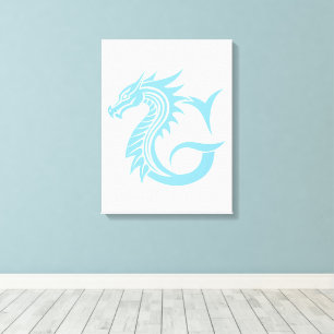 Toile Lettre G de style dragon, alphabet du dragon, mono