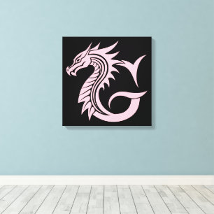 Toile Lettre G de style dragon, alphabet du dragon, mono