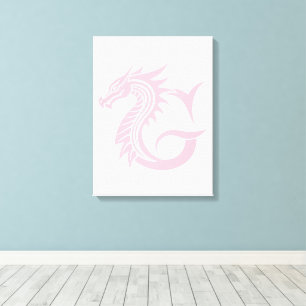 Toile Lettre G de style dragon, alphabet du dragon, mono