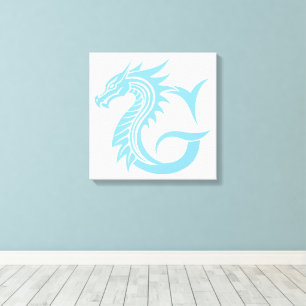 Toile Lettre G de style dragon, Alphabet du dragon, Mono