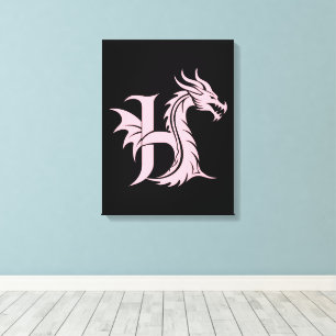 Toile Lettre H de style dragon, alphabet du dragon, mono