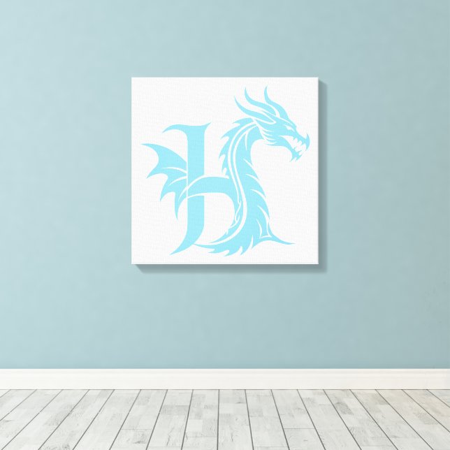 Toile Lettre H de style dragon, alphabet du dragon, mono (Insitu (Plancher de Bois))