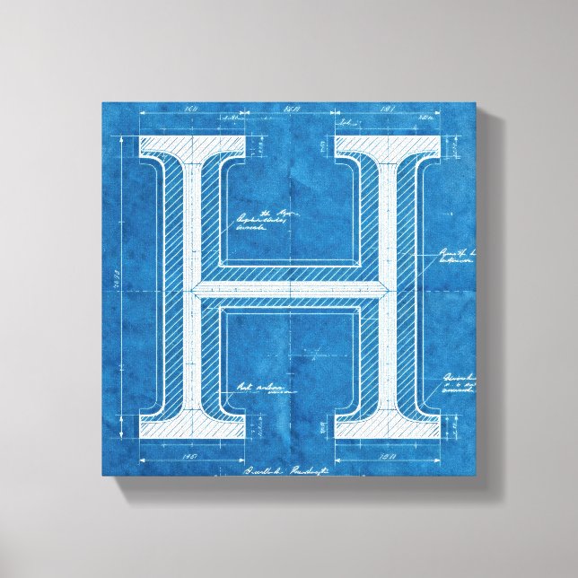 Toile Lettre H Monogramme de plan (Recto)