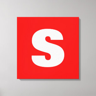 Toile Lettre initiale Monogramme Style moderne Rouge Bla